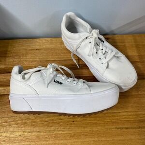 Vans Sentry Old Skool WC White Canvas Platform Sneakers Womens 8 Gum Sole